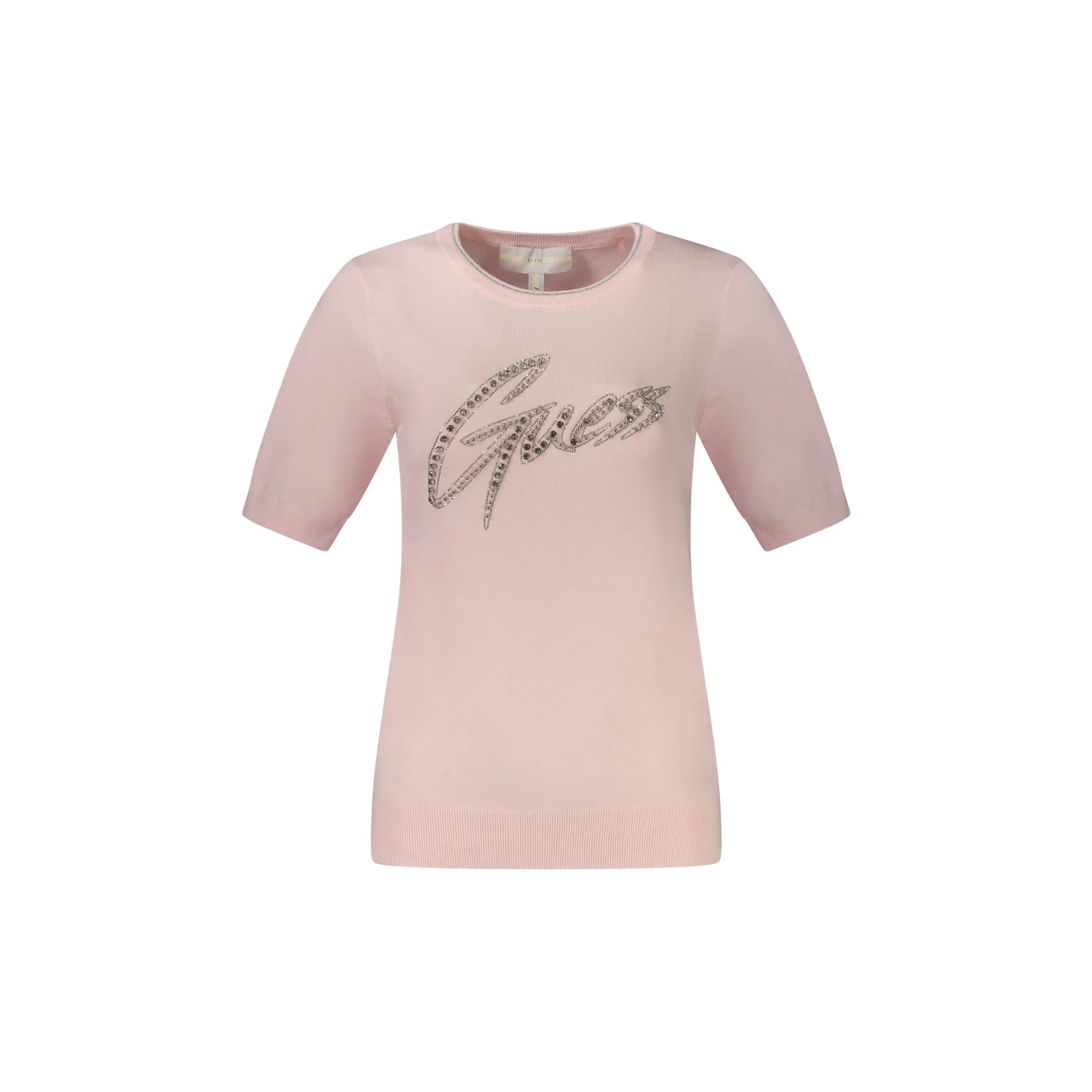 Guess Jeans Maglia Donna Rosa Applicazione Strass Maglie - foto prodotto